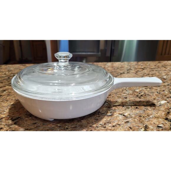 Corning Ware Microwave Browning Skillet with Lid MW-83-B White Menuette - Picture 14 of 16